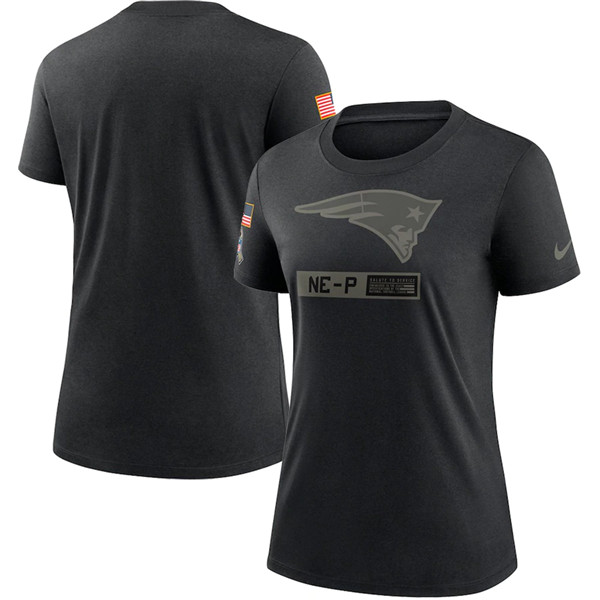 Women's New England Patriots 2020 Black Salute To Service Performance NFL T-Shirt (Run Small) - Click Image to Close